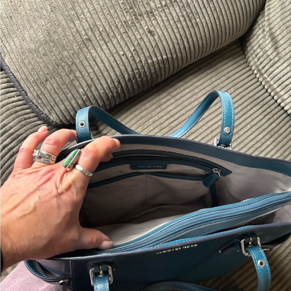 Michael Kors Teal Pebbled Leather Tote - Picture 3 of 6